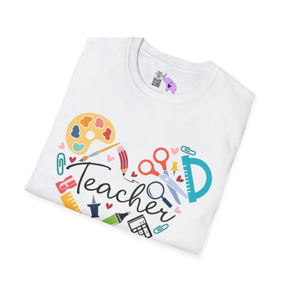 Teacher Supply Heart Adult T-shirt
