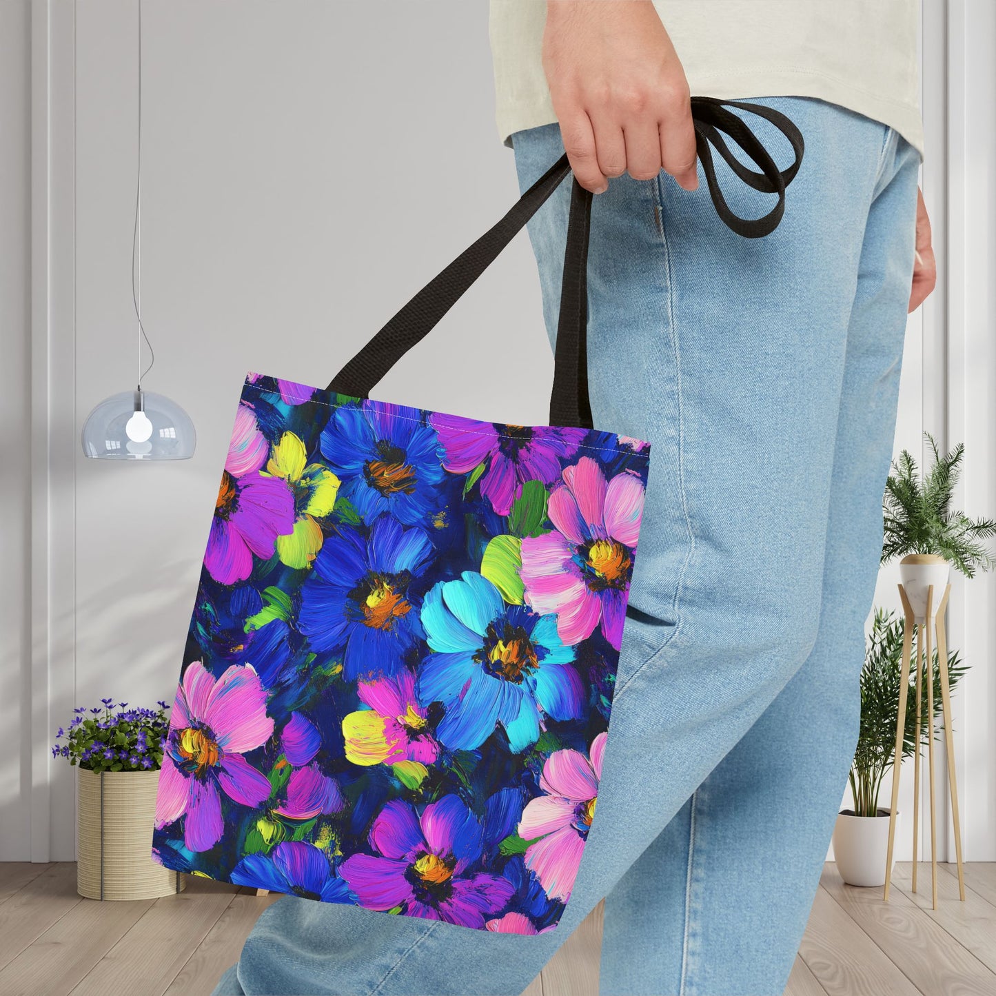 Watercolor Daisies Canvas Tote Bag
