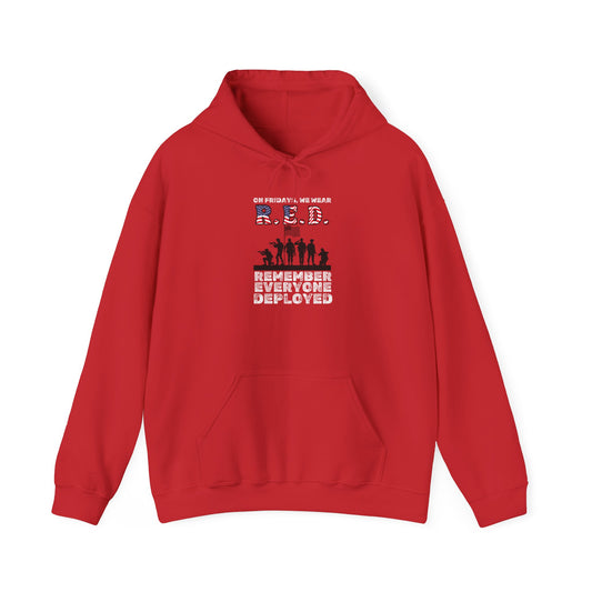 RED Fridays Remember Everyone Deployed Silhouette Heavy Blend™ Hooded Sweatshirt