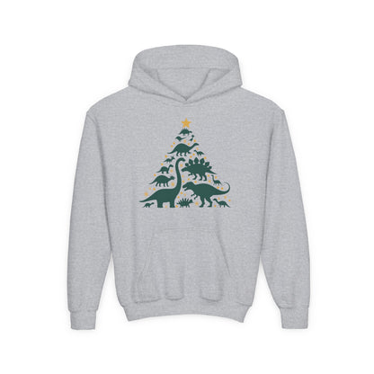 Dinosaur Christmas Tree Youth Hoodie