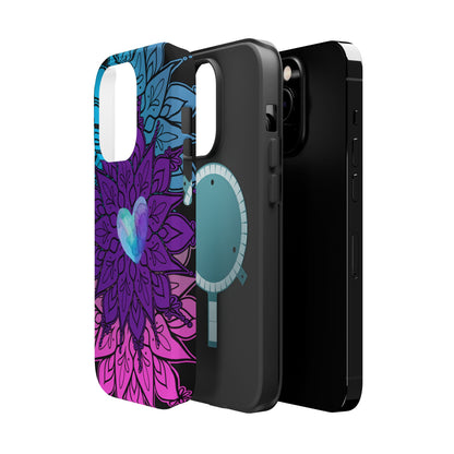 Colorful Mandala w/Heart MagSafe® Compatible Tough Case for iPhone