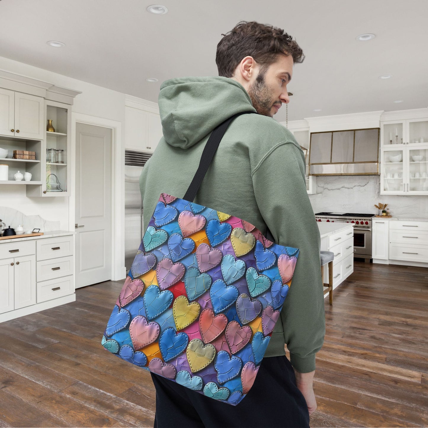 Color Pop Leather Hearts Canvas Tote Bag