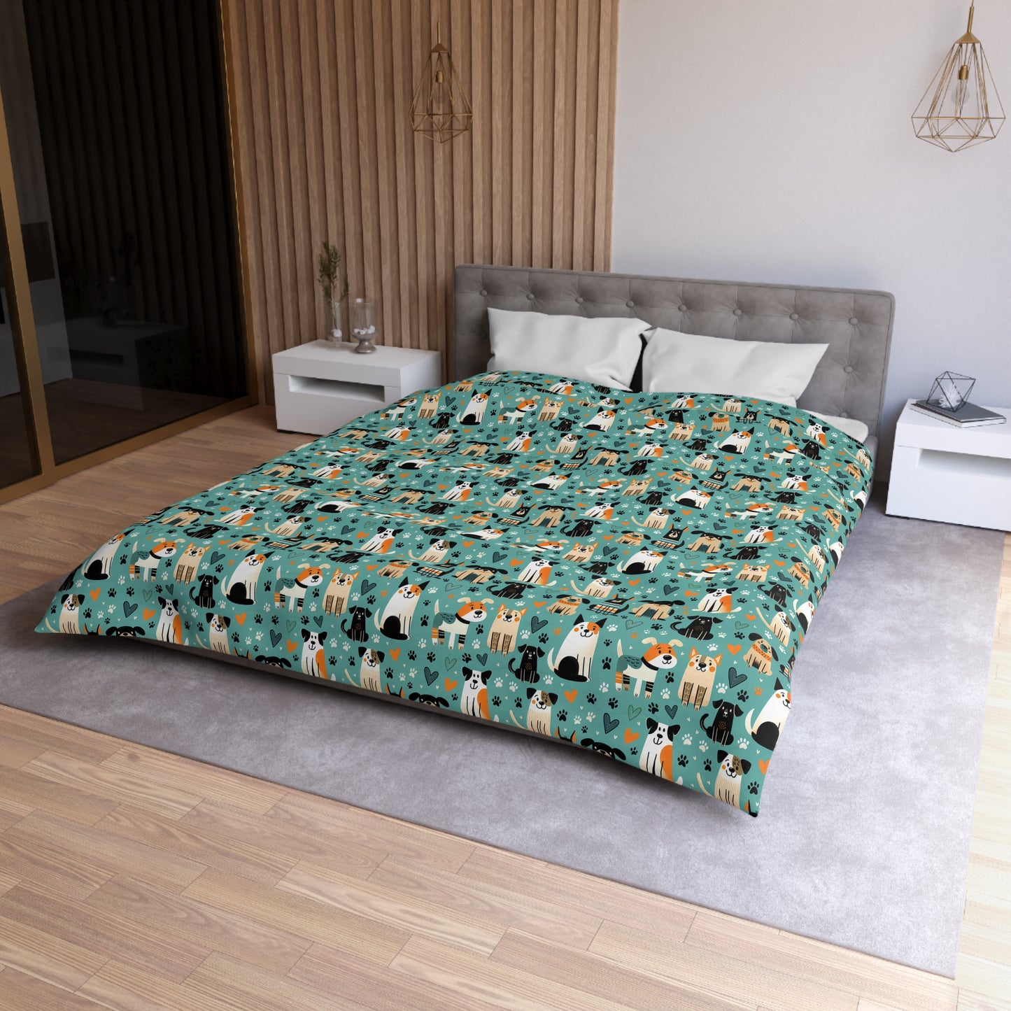 Happy Hounds Microfiber Duvet Cover