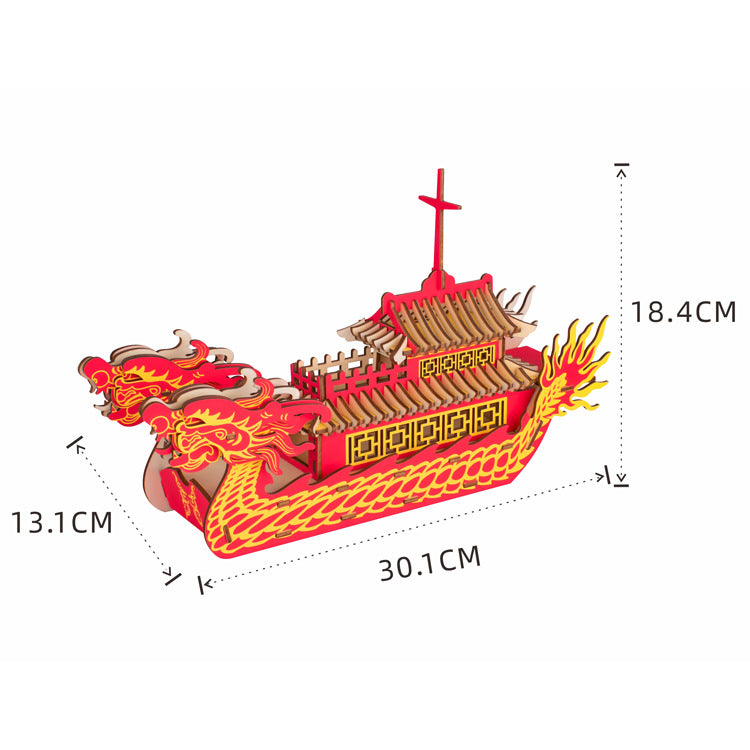 Construction Dragon Boat Festival Series Wooden 3D Puzzles