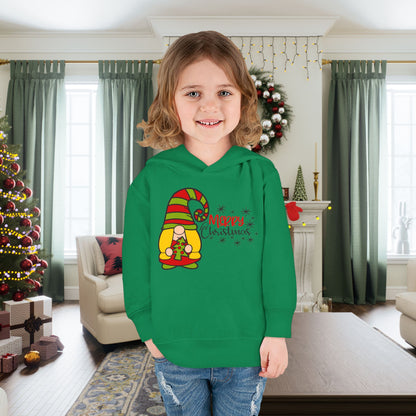 Merry Christmas Girl Gnome Toddler Pullover Fleece Hoodie