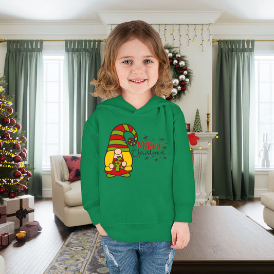 Merry Christmas Girl Gnome Toddler Pullover Fleece Hoodie