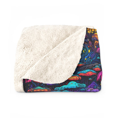 Psychedelic Spore Forest Sherpa Fleece Blanket