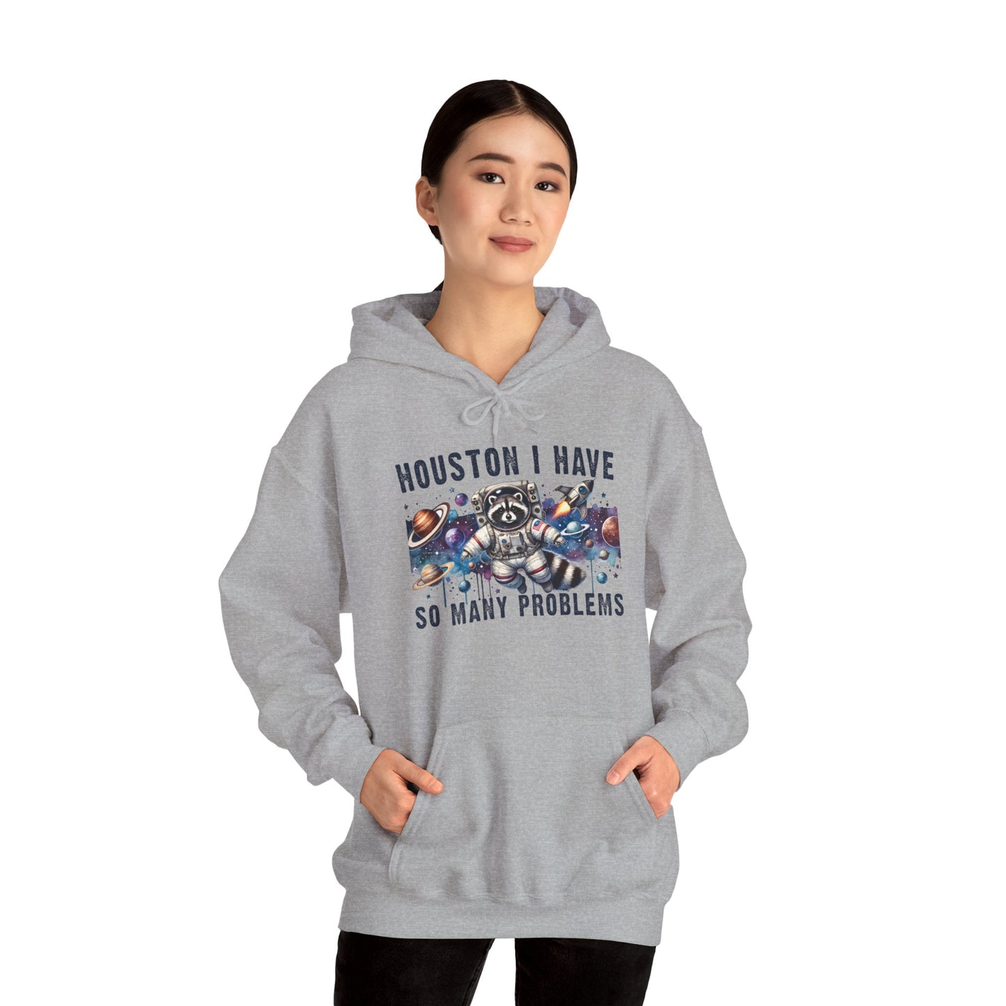 Houston I Have So Many Problems (Panda) Heavy Blend™ Hooded Sweatshirt