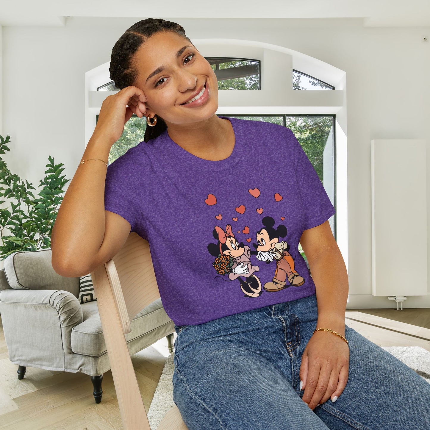 Valentine Mickey Loves Minnie Adult Tshirt