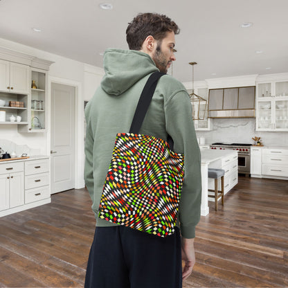 Warped Yellow/Green Checkered Canvas Tote Bag