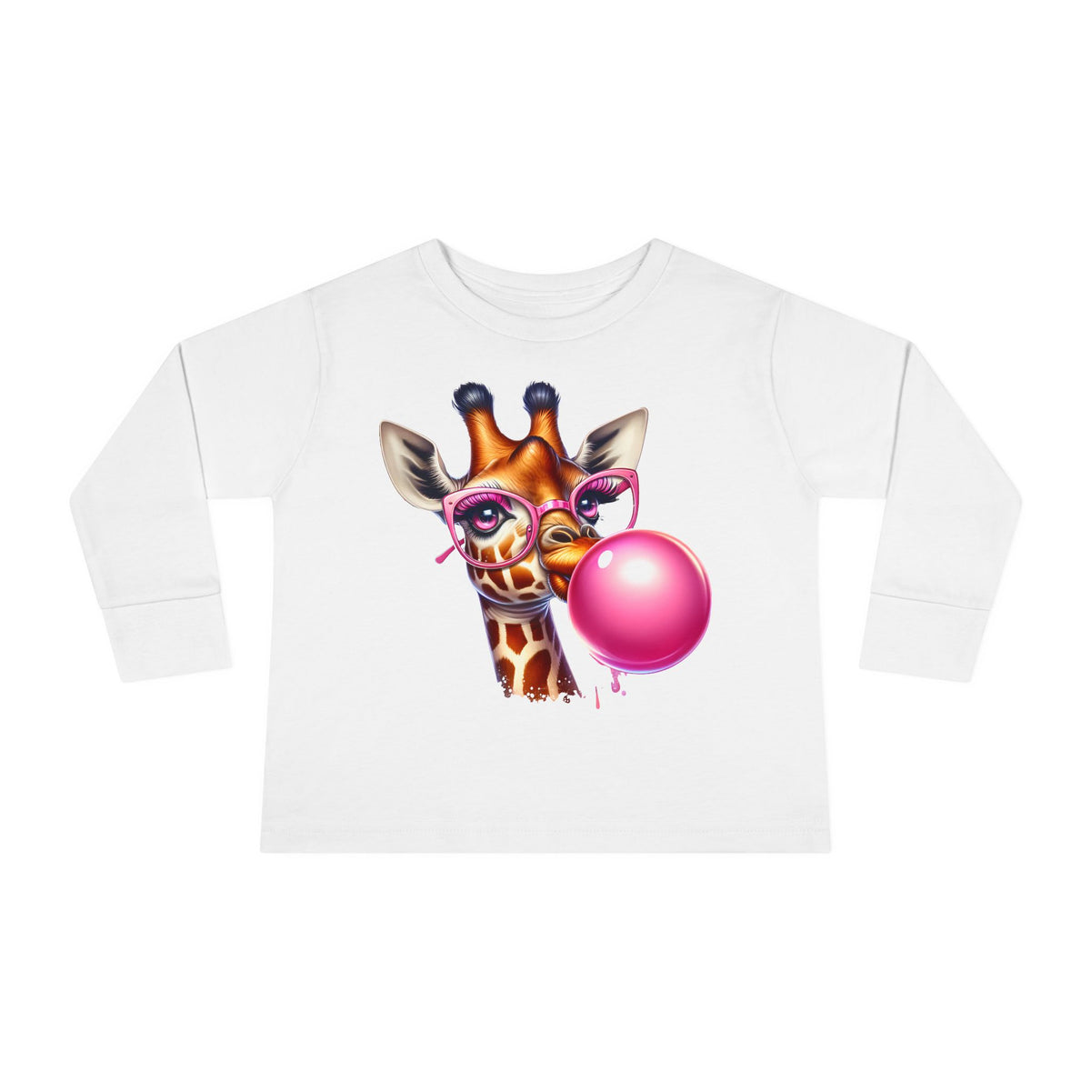 Girraffe Blowing Bubble Toddler Long Sleeve Tee
