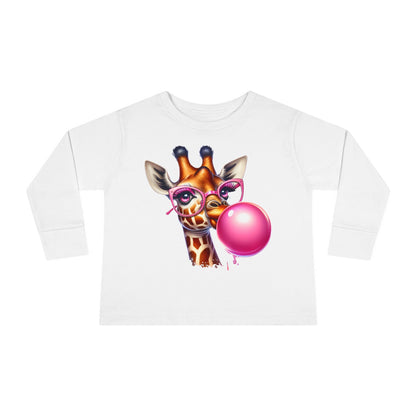 Girraffe Blowing Bubble Toddler Long Sleeve Tee