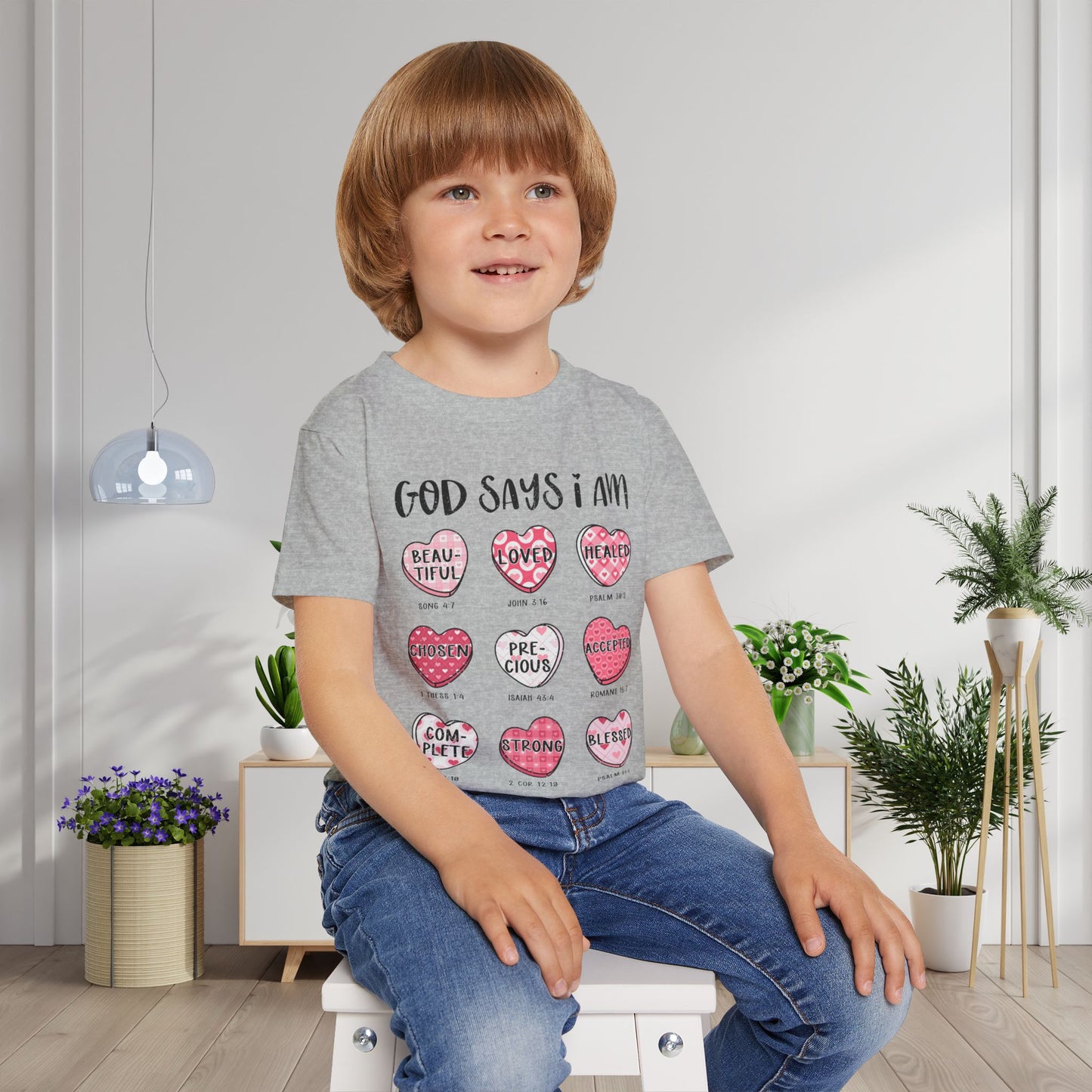 God Says I Am... (Conversation Hearts) Heavy Cotton™ Toddler T-shirt