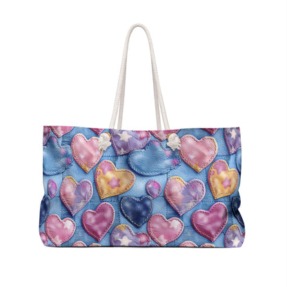 Color Pop Stitched Hearts Weekender Bag