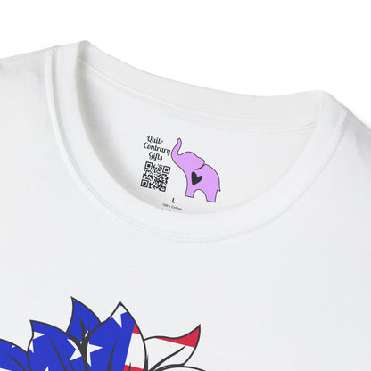 USA Red, White, and Blue Flag Sunflower Adult T-shirt