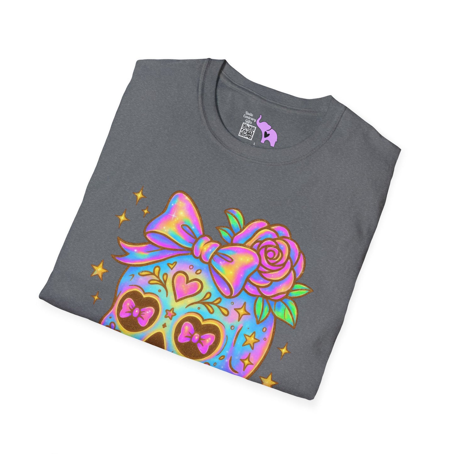 Neon Sugar Skull Adult T-shirt