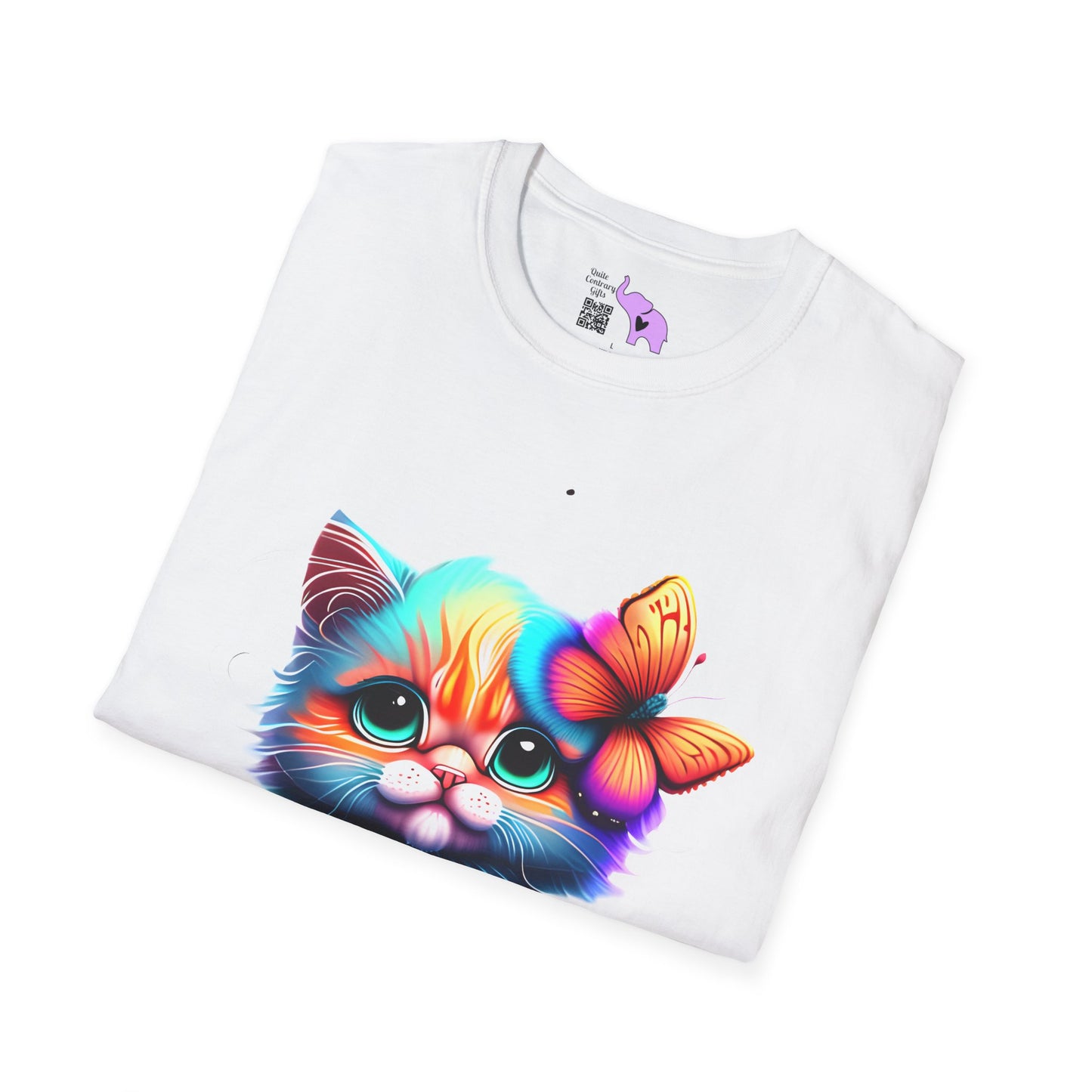 Cute Colorful Kitten w/Butterfly T-shirt