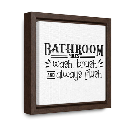 Bathroom Rules Canvas Wraps, Square Frame