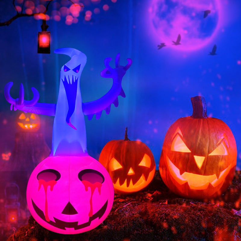 Halloween Inflatable Pumpkin Ghost Color Light Decoration