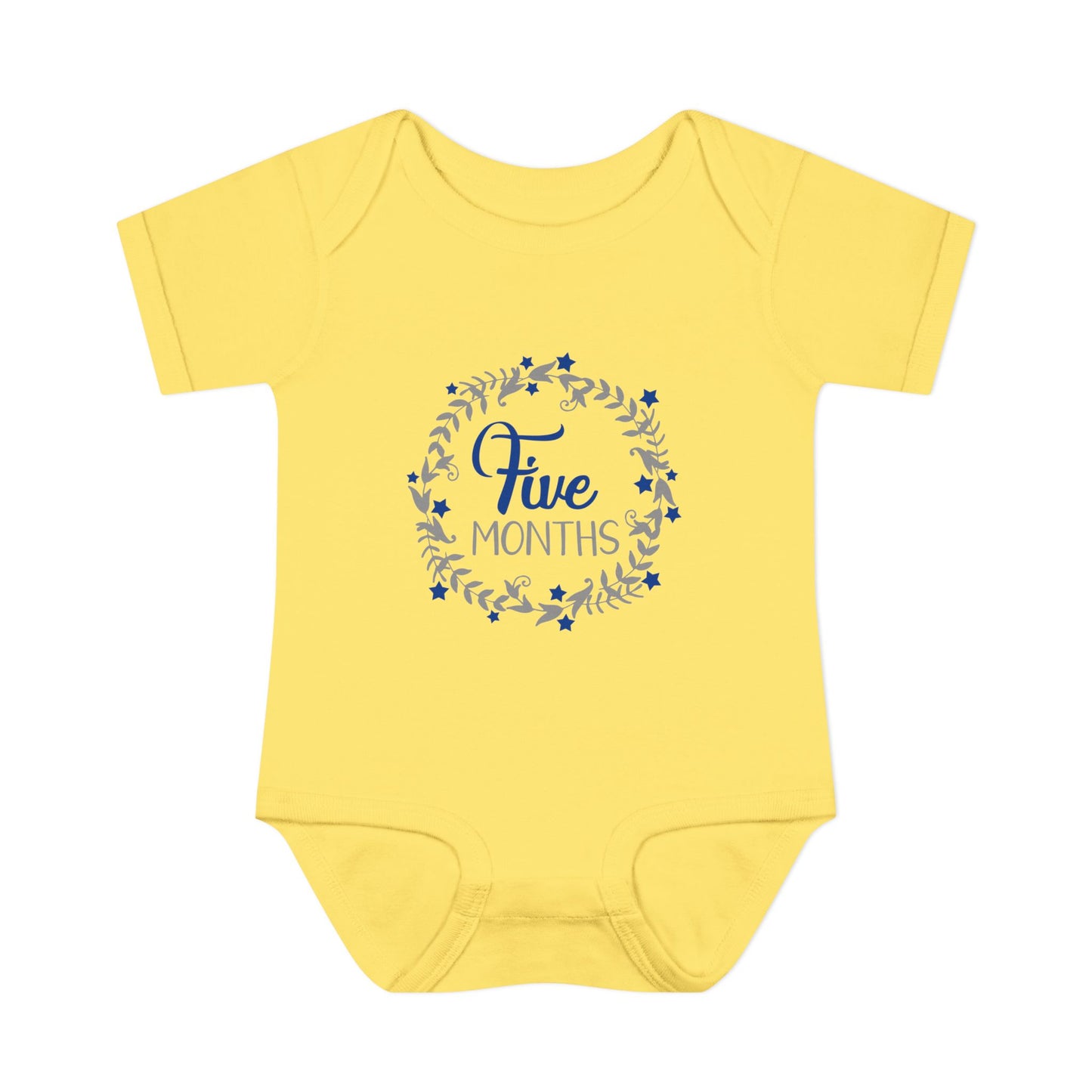 Blue Milestone Wreath Onesie-Five Months