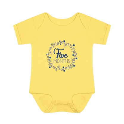 Blue Milestone Wreath Onesie-Five Months