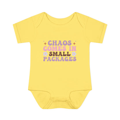 Chaos Comes In Small Packages Baby Rib Bodysuit