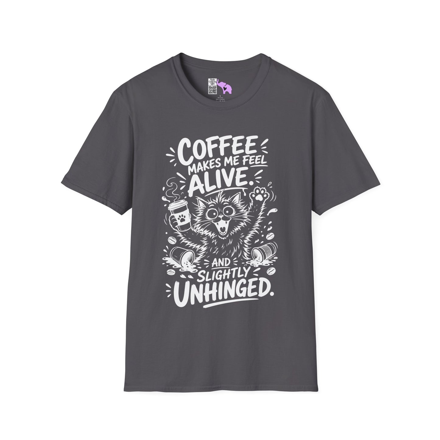 ""Coffee Makes Me Feel Alive and Slightly Unhinged (Cat) Adult T-shirt