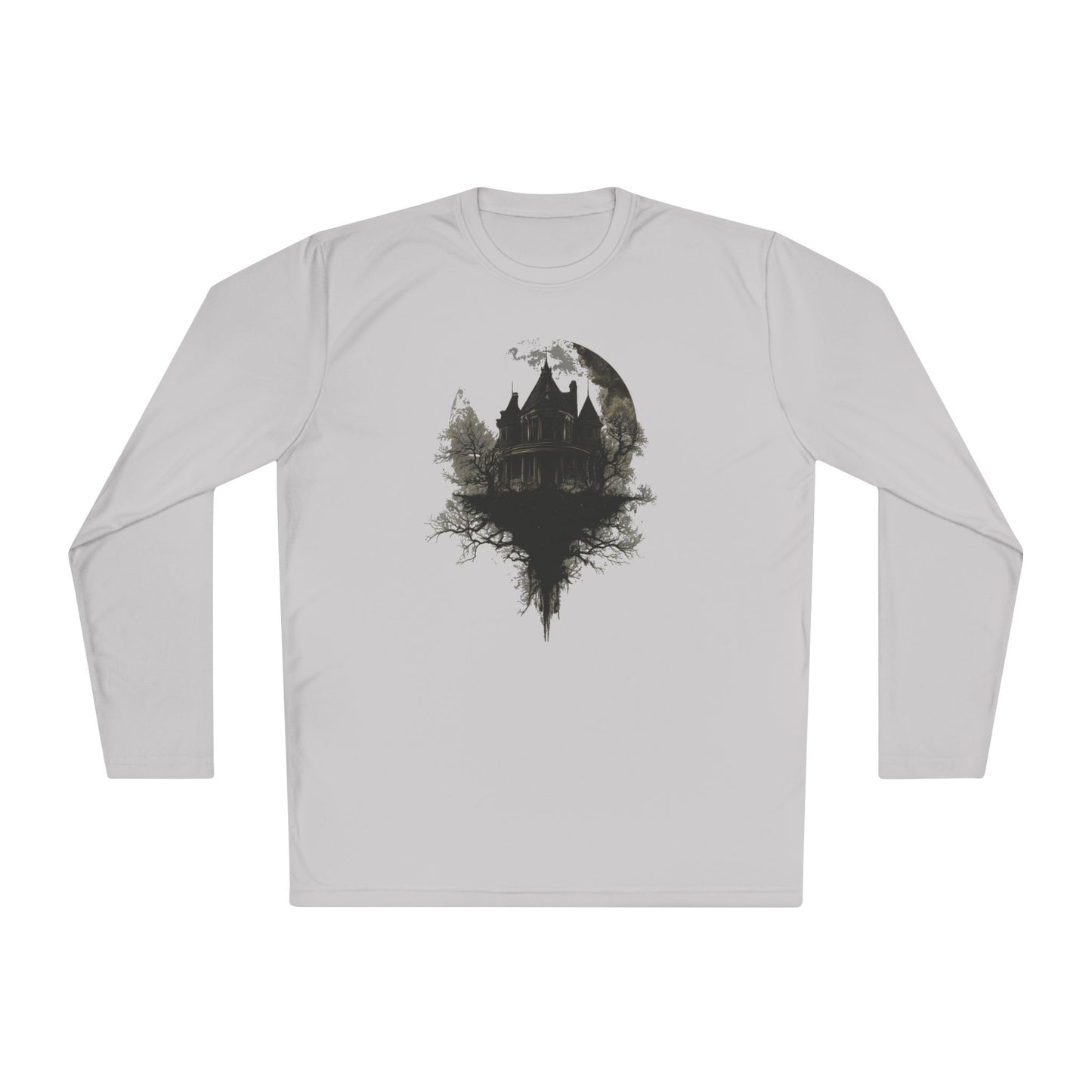 Halloween Haunted House Adult Long Sleeve Tee