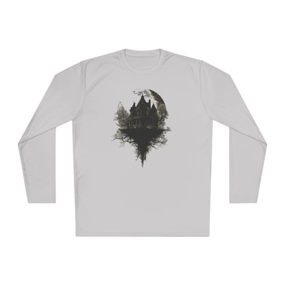Halloween Haunted House Adult Long Sleeve Tee