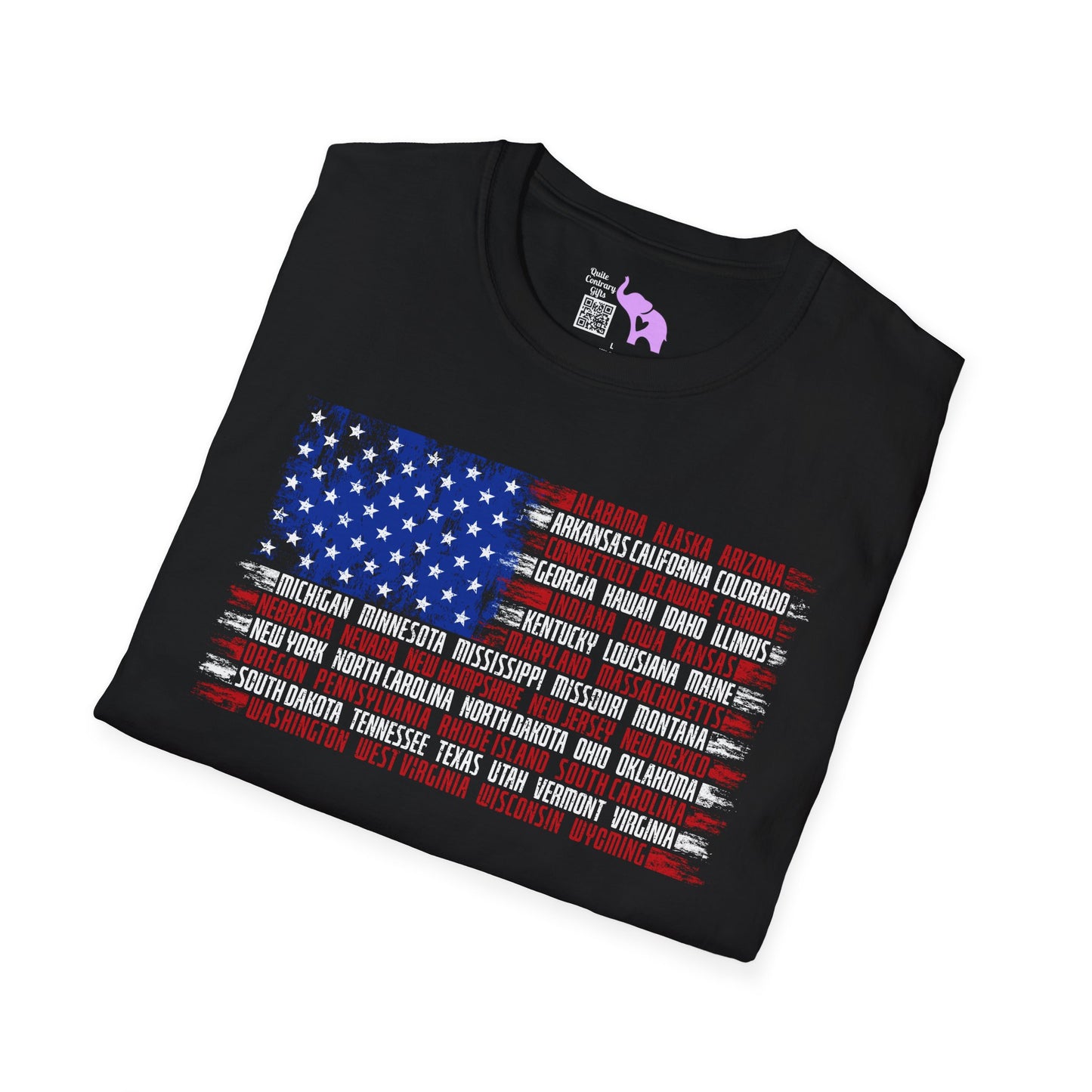 American Flag w/States Horizontal Adult Tshirt
