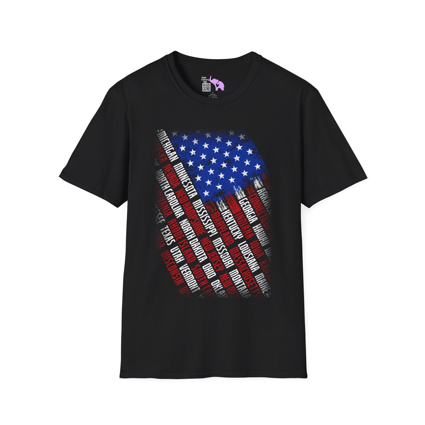 American Flag w/State Names Adult T-Shirt