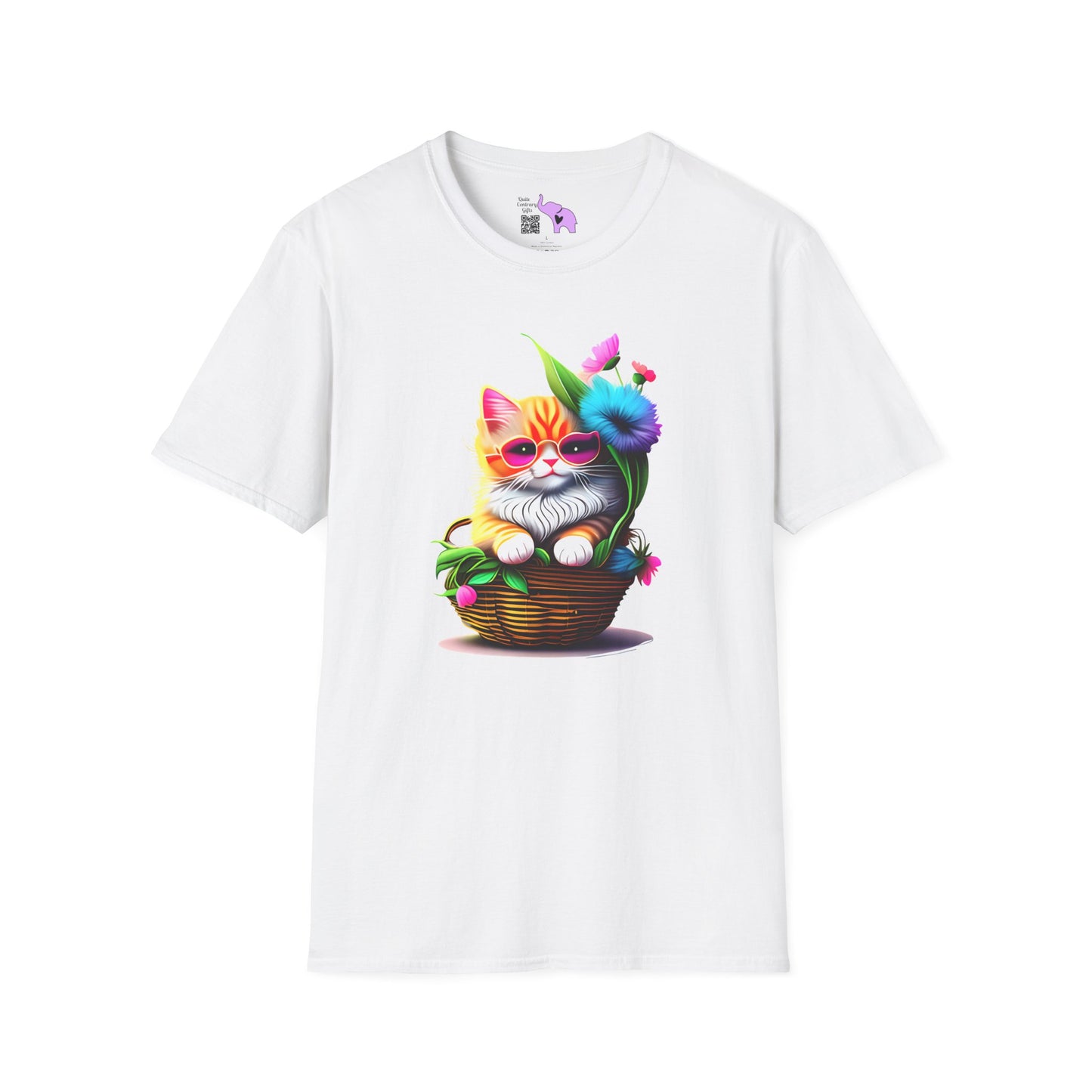 Cute Colorful Kitten in Flowers 2 T-shirt