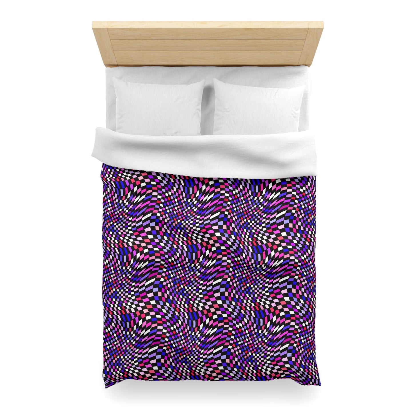 Warped Purple Checkered Microfiber Duvet Cover