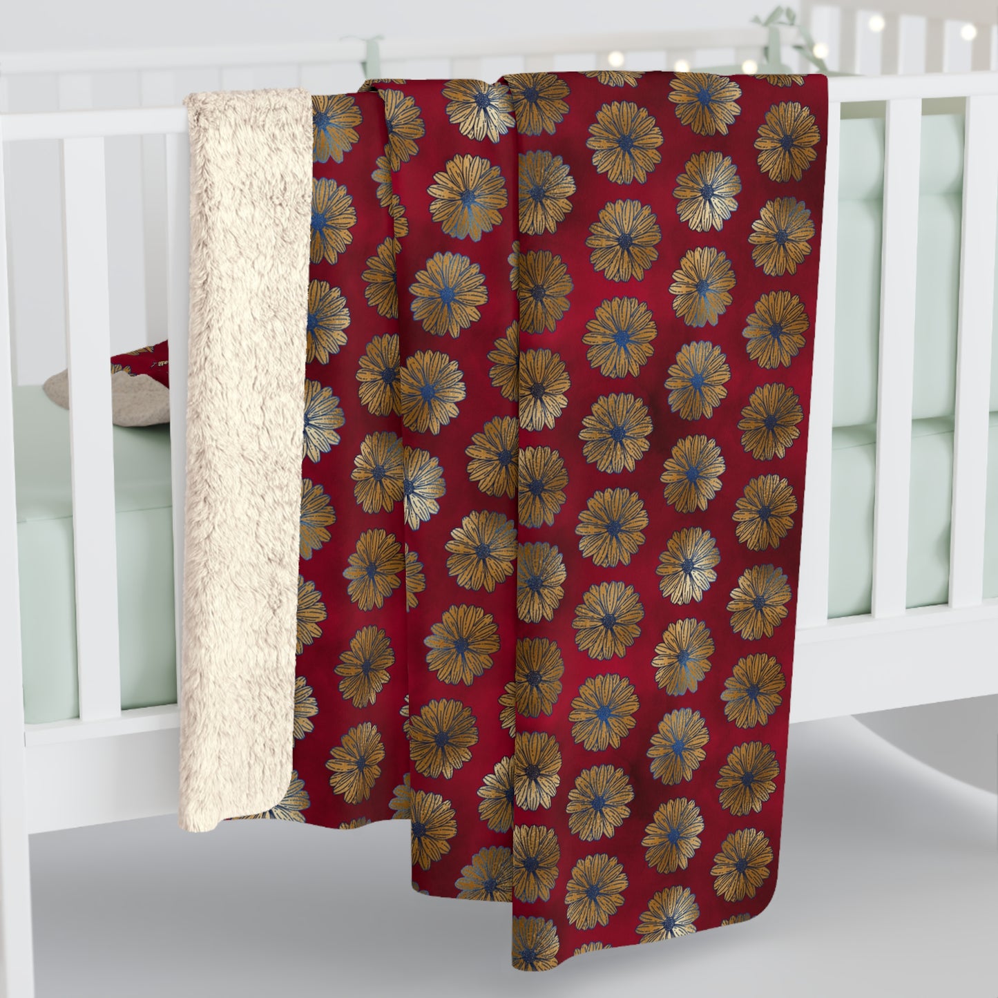 Majestic Crimson Daisies Fleece Blanket