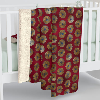 Majestic Crimson Daisies Fleece Blanket