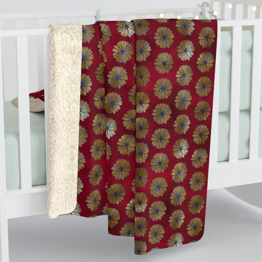 Majestic Crimson Daisies Fleece Blanket