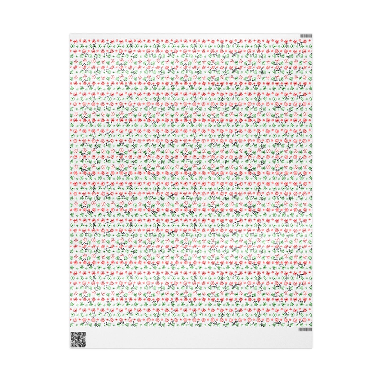 Red & Green Snowflakes Custom Name Wrapping Paper (Soren)