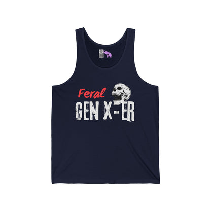 Feral GenXer w/Skull Unisex Jersey Tank