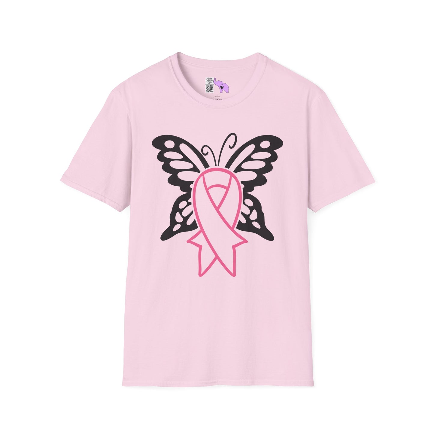 Butterfly Pink Support Ribbon Adult T-shirt