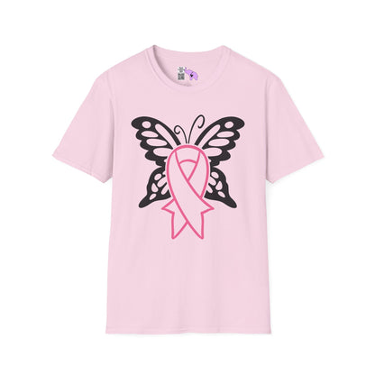 Butterfly Pink Support Ribbon Adult T-shirt