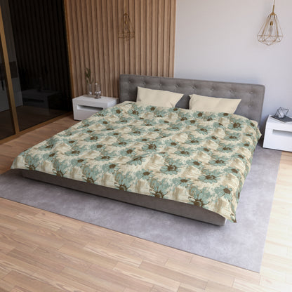 Rustic Teal Daisy Microfiber Duvet Cover