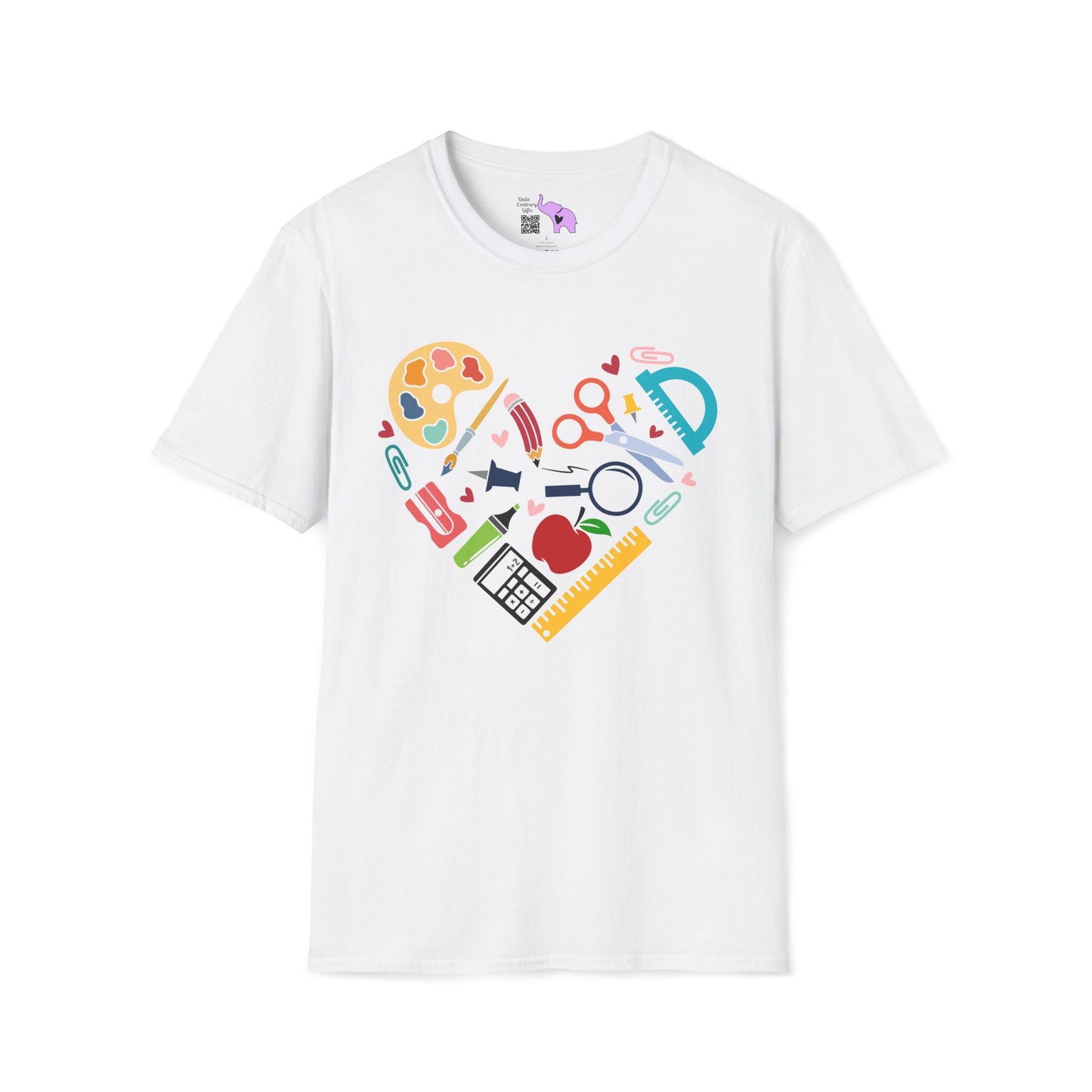 School Supplies Heart Adult T-shirt