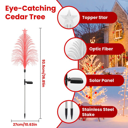 Solar Fiber Optic Christmas Tree Lights 4-Pack with Star Topper – Outdoor LED