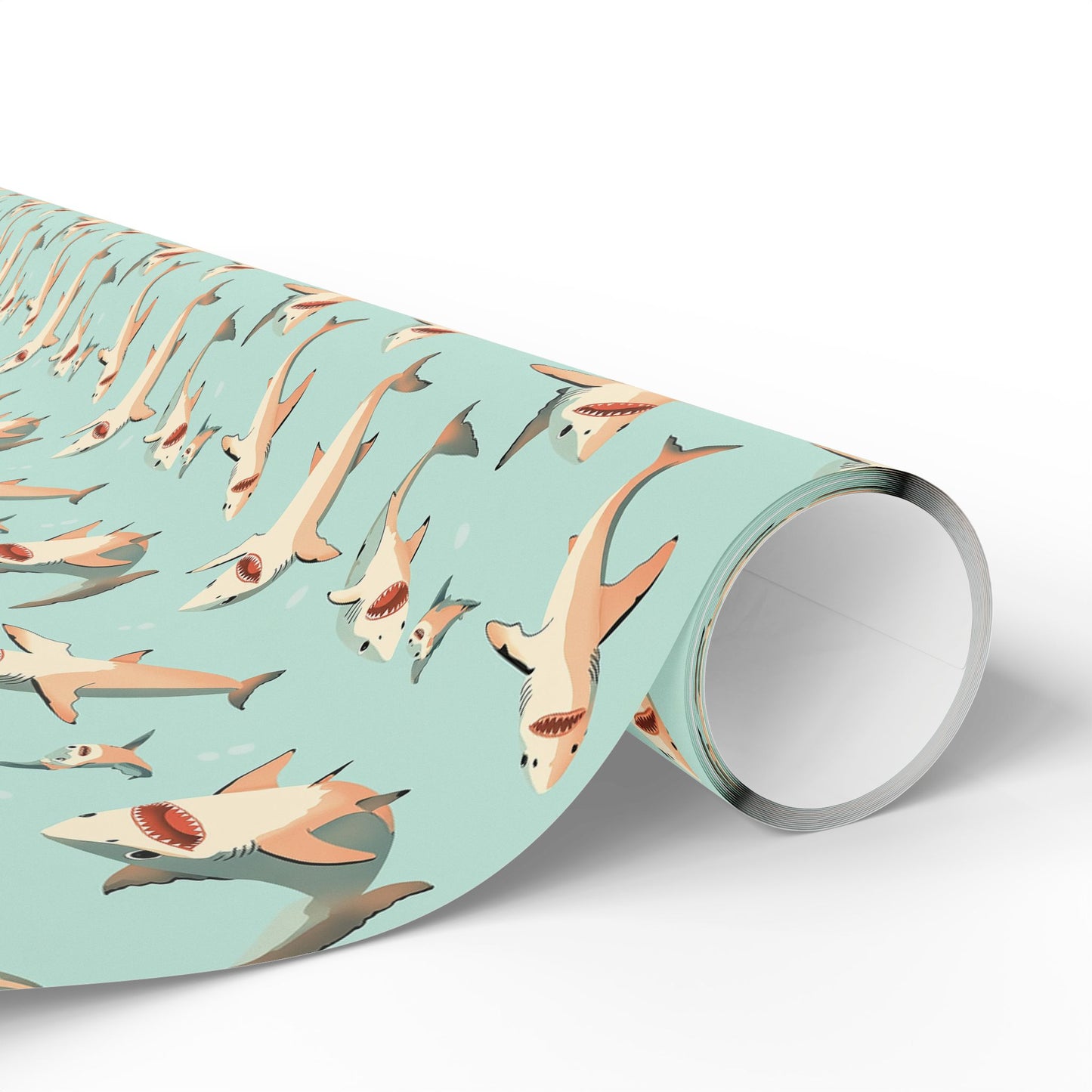 Aquamarine Sharks Wrapping Paper