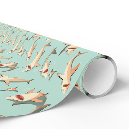 Aquamarine Sharks Wrapping Paper