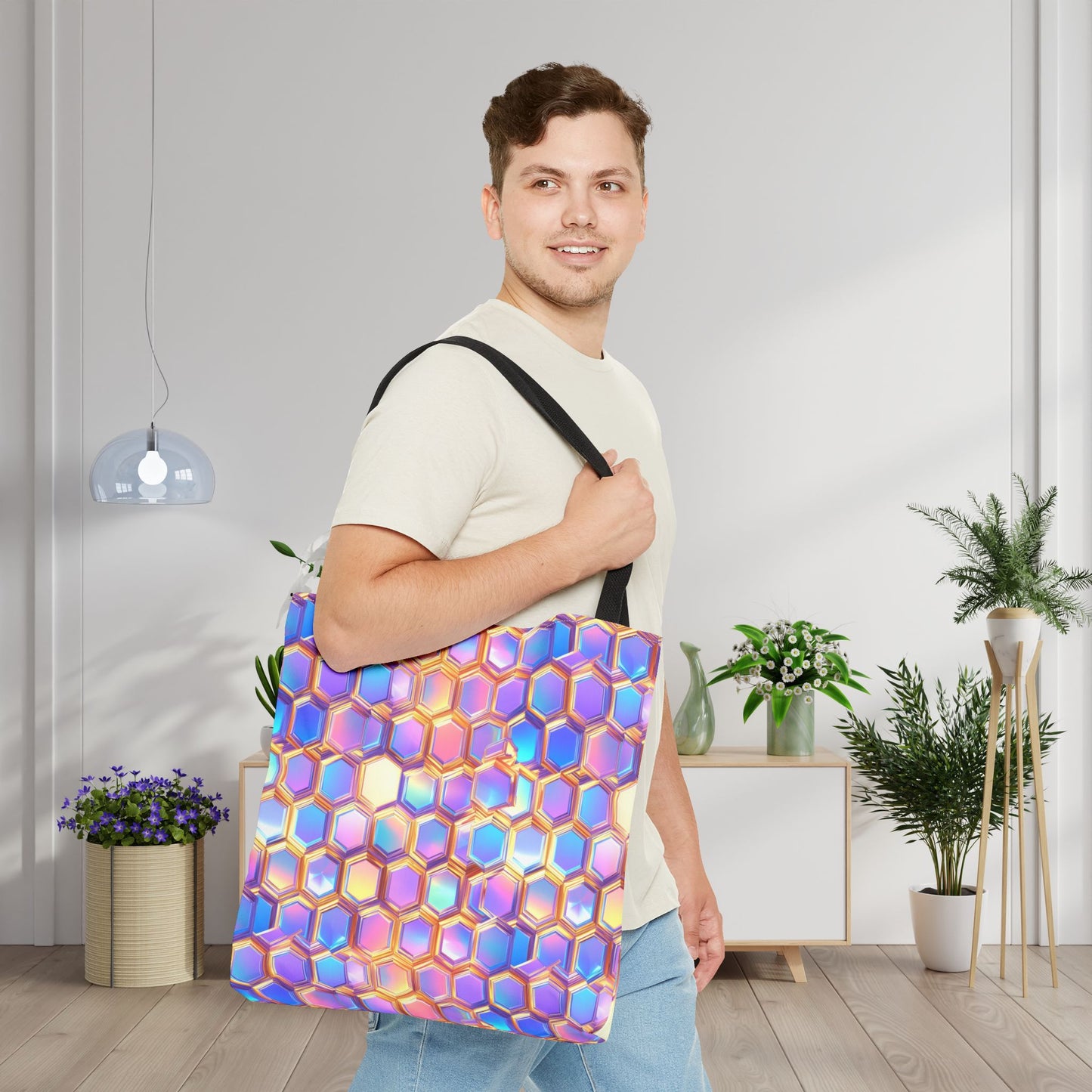Aurora Hexagons Canvas Tote Bag