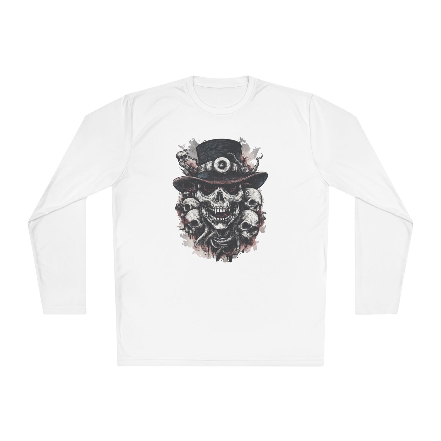 Creepy Skull w/Top Hat Adult Long Sleeve Tee