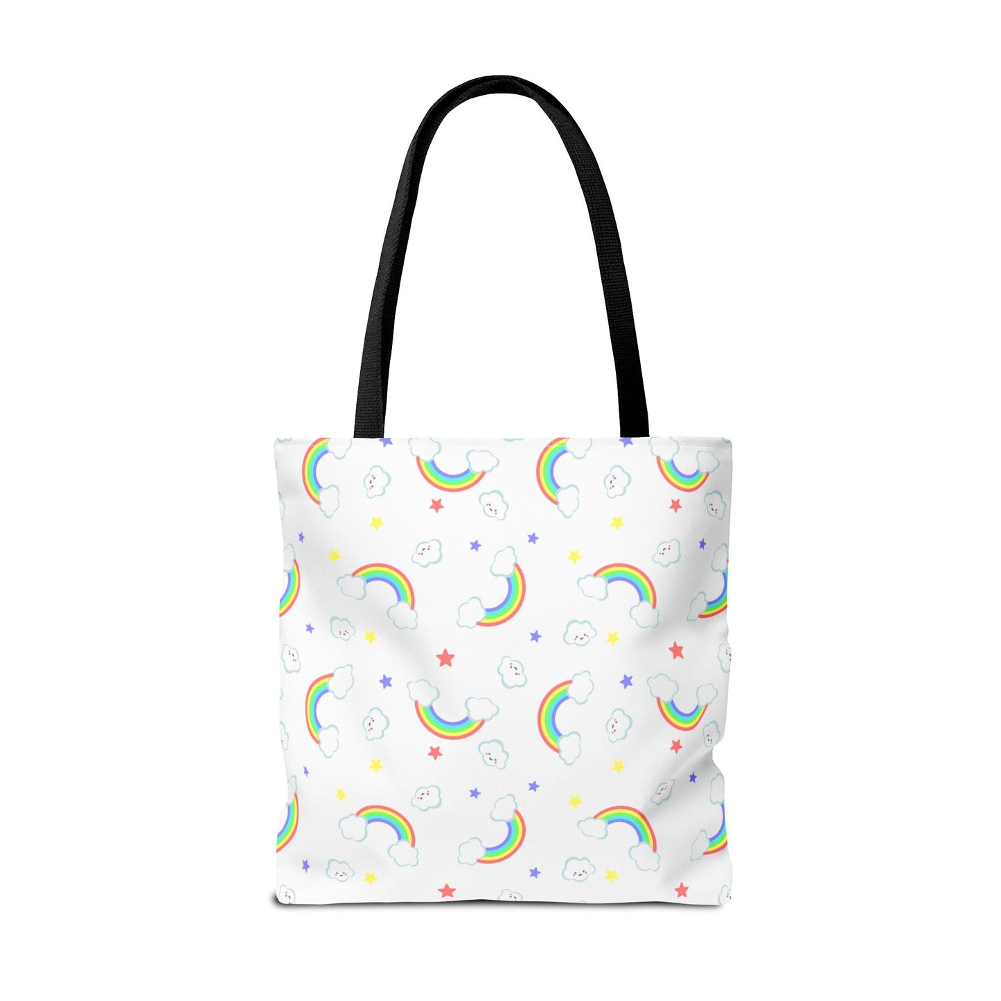 Rainbow Smiles & Stars Canvas Tote Bag