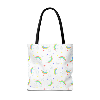 Rainbow Smiles & Stars Canvas Tote Bag