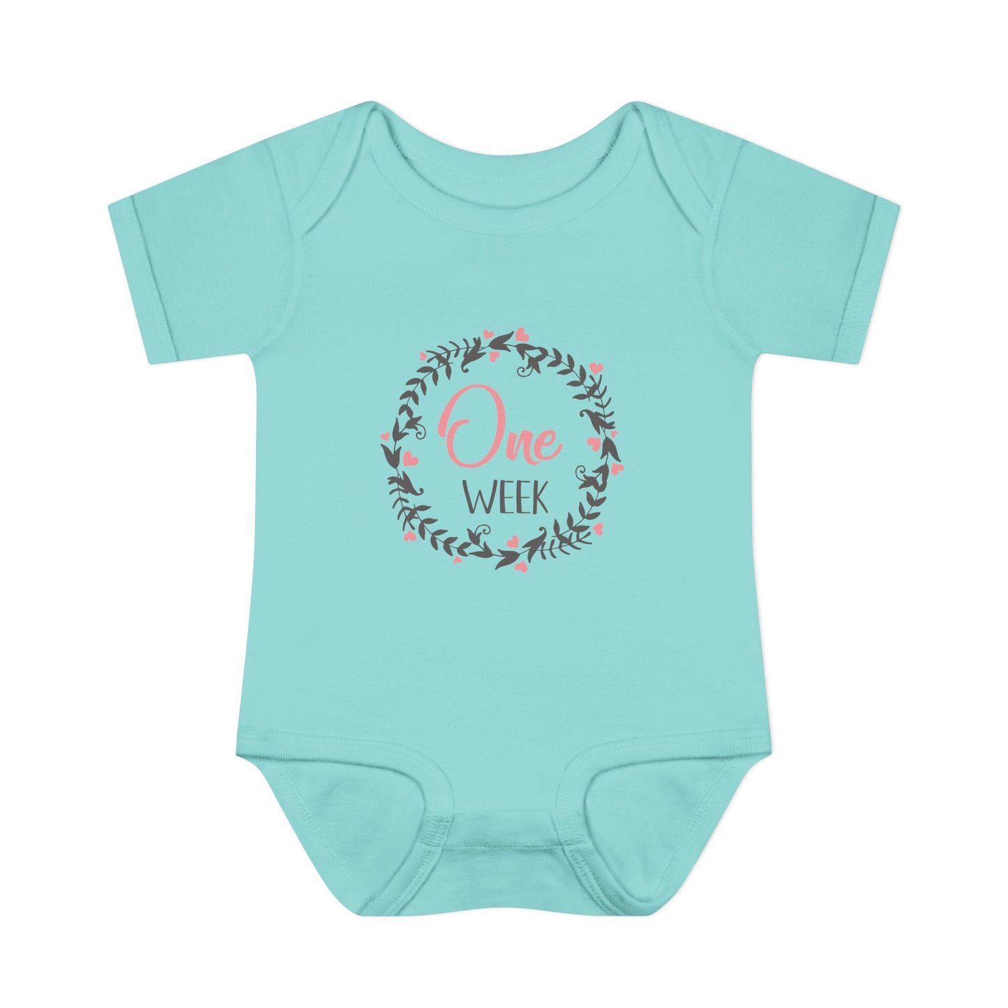 Pink Milestone Wreath Onesie-One Week